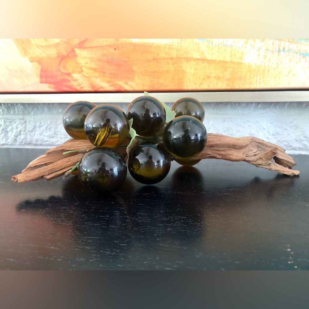 Vintage Lucite Grapes on Wood